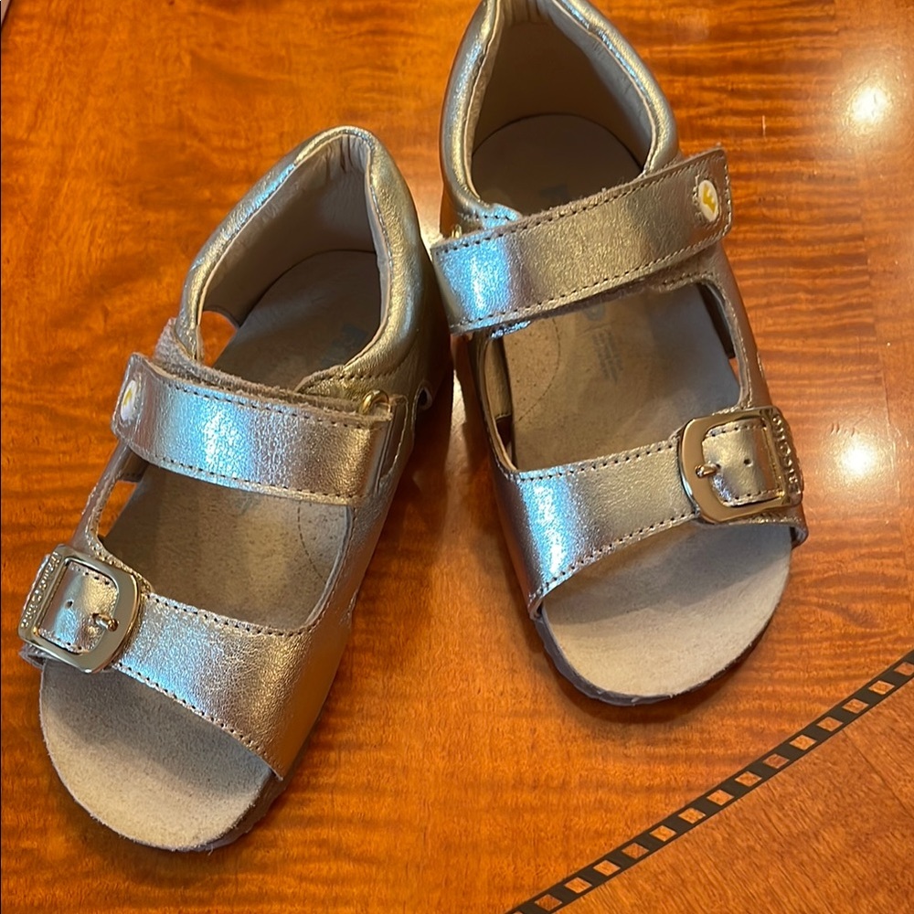 Falcotto Gold  Leather Sandals with Adjustable Straps and Cushioned Footbed